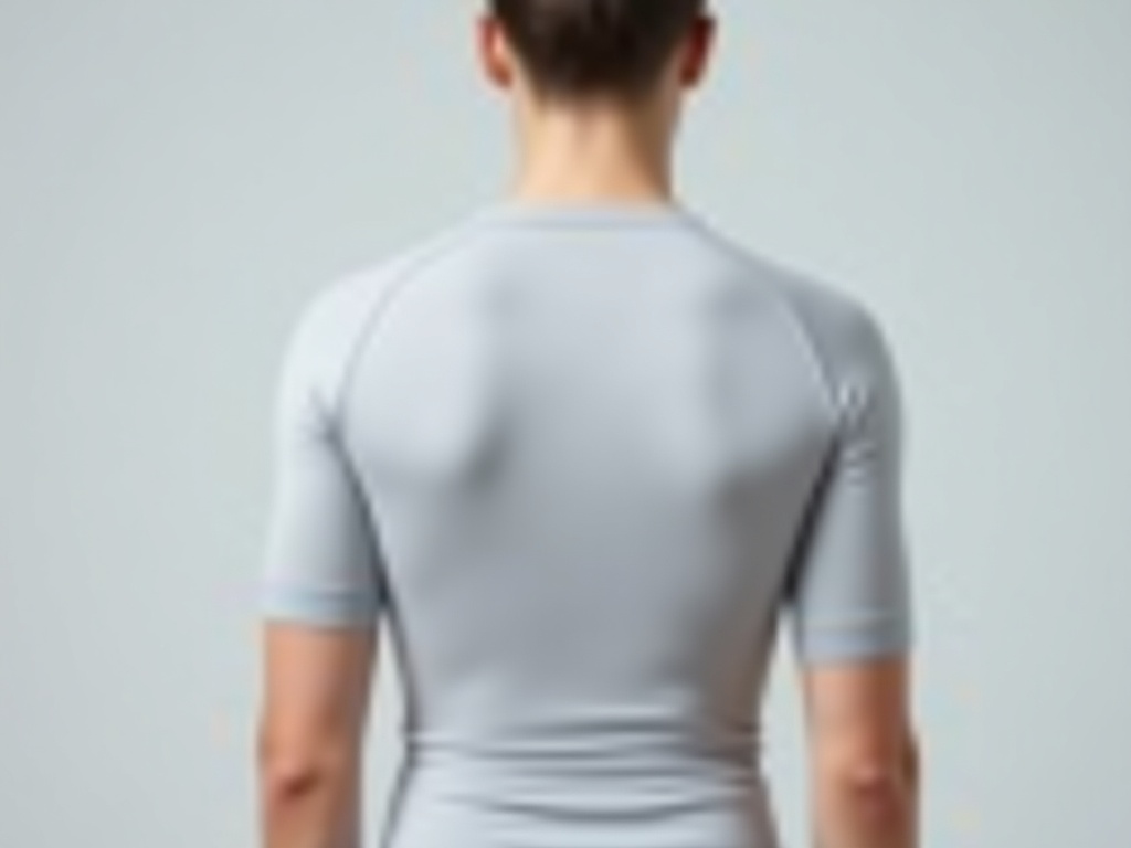 Haltungsshirt von hinten gesehen, Kompressionspaneele entlang der Wirbelsäule