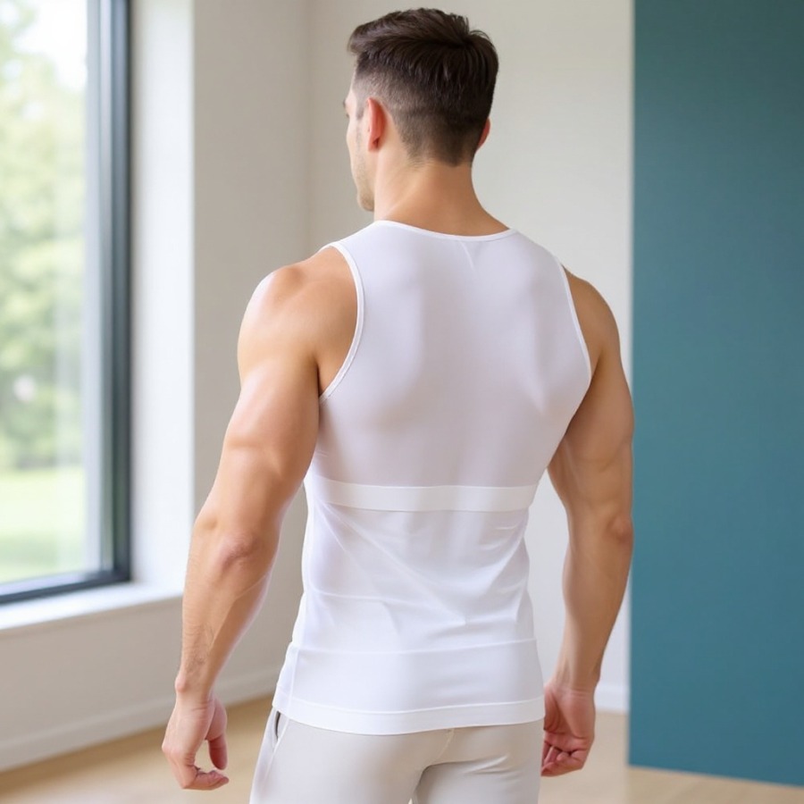 Rückenhaltungsshirt getragen, Ansicht von hinten