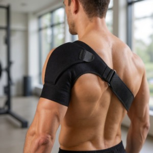 Schulterbandage am Schultergelenk angelegt