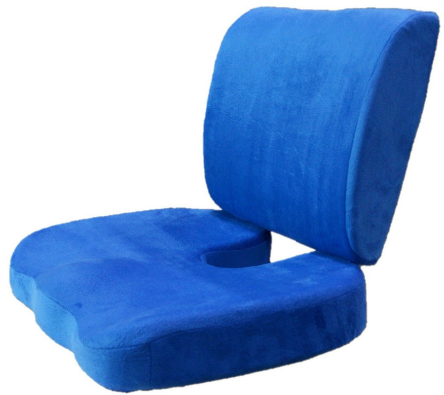 Blaues Set orthopädischer Sitzkissen