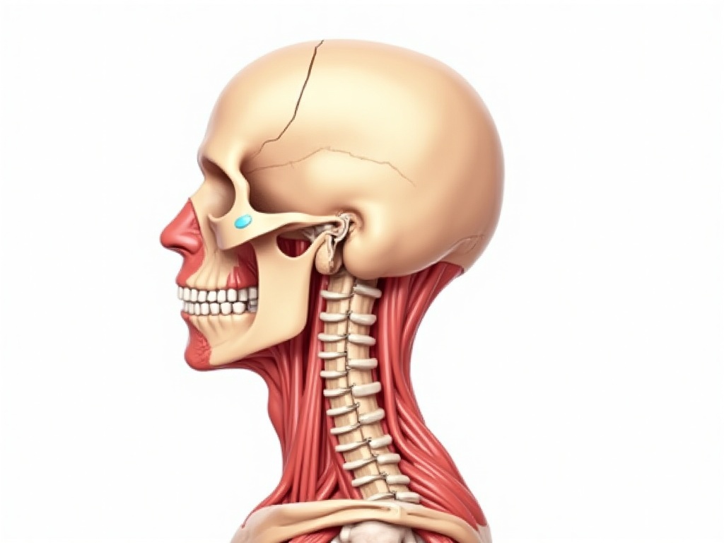 Anatomie der Nackenmuskulatur und der Halswirbelsäule - seitliche Ansicht