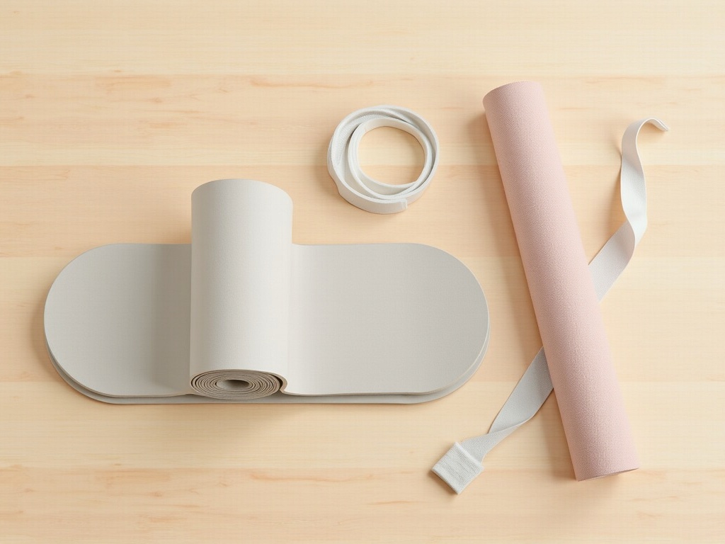 Ergonomisches Zubehör für die Büroarbeit: Massagerolle, Lendenkissen und Übungsmatte