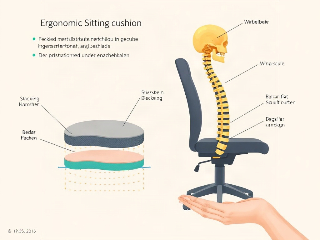 Querschnitt eines ergonomischen Sitzkissens zeigt die Druckverteilung und Beckenunterstützung